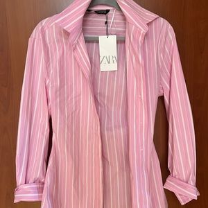 Zara pink button down shirt